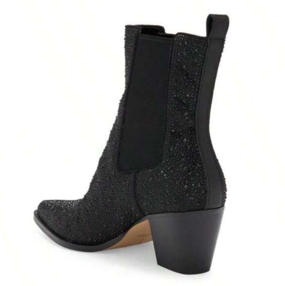 Dolce Vita Shadie Crystal Chelsea Boot In Black Metallic Crystal Designer #72 - Picture 5 of 13